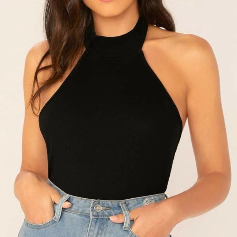 SHEIN open back halter top